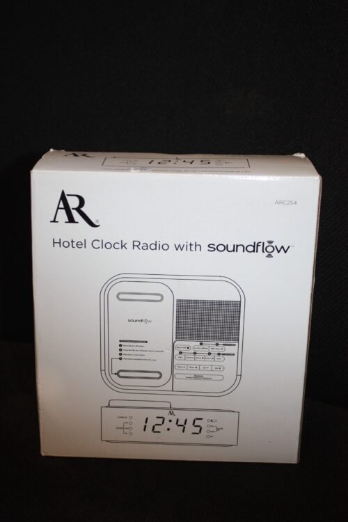 NEW RCA ARC254 Hotel Clock W/ SoundFlow Wireless Audio USB Charging Radio- Black
