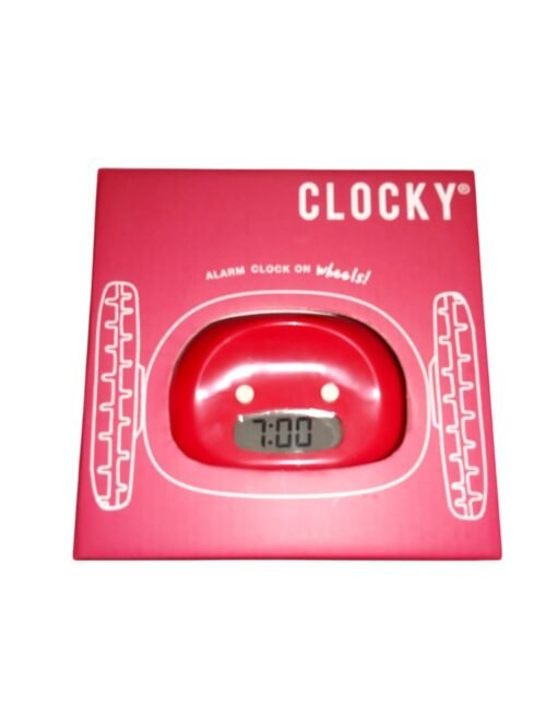 New Red Clocky Alarm Clock on Wheels for Heavy Sleepers-Move, Jump, Roll, Run