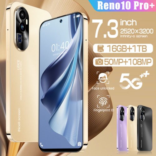 New Reno10 Pro+ Smartphone 7.3" Android Factory Unlocked Mobile Phone 16GB+1TB