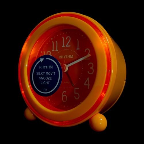 NEW Rhythm Nightbright 308 Orange Retro LED-Lighted Desk Alarm Clock CRE308UR14