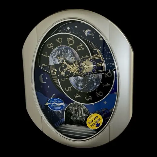 NEW Rhythm Small World Peaceful Cosmos II Moving Musical Motion Clock 4MH408WU19
