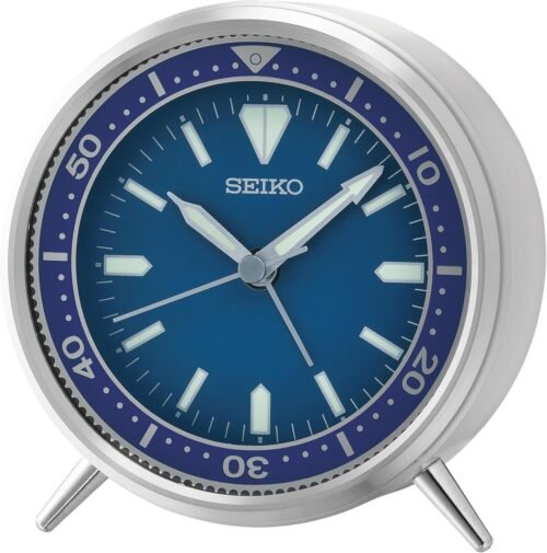 New Seiko Mai T Bedroom Alarm Clock Aluminum Blue Dial Luminous QXE065L