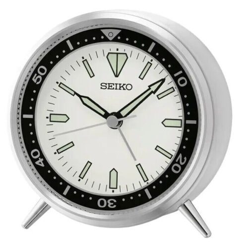 New Seiko Mai T Bedroom Alarm Clock Aluminum White Dial Luminous QXE065S