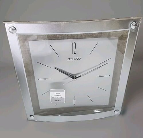 NEW Seiko Wall Clock Quiet Sweep Second Hand Clock Silver-Tone Metallic Case