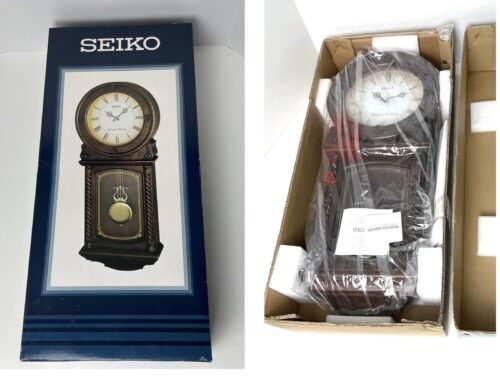 NEW Seiko Westminster Whittington Quartz Pendulum Wooden Wall Clock QXH011BL H