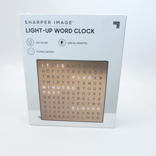 New Sharper Image Light Electronic Word Clock Rose Gold LED Modern Decor