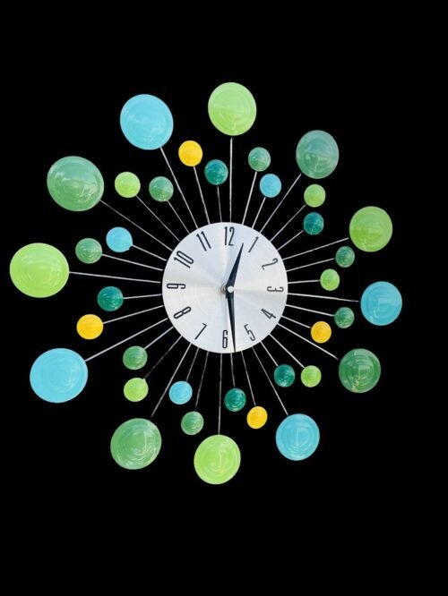 New Starburst Wall Clock w/Drops. Mid Century Modern “Lush”