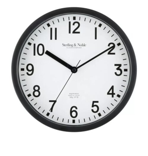 New Sterling and Noble 8.78" Analog Display Wall Clock - Black