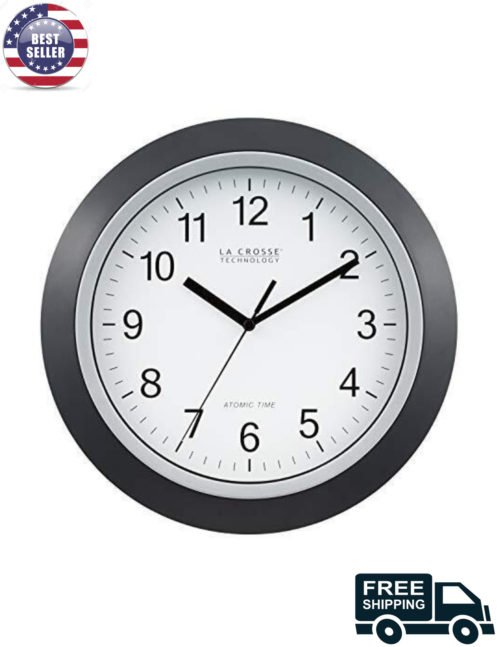 NEW Technology WT-3129B 12 Inch Atomic Analog Wall Clock, Pack of 1, Black