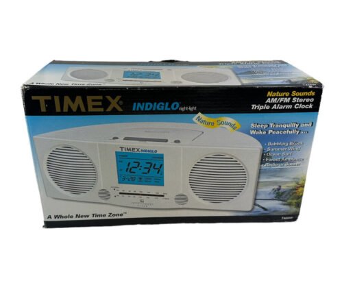 New! TIMEX T466W INDIGLO Night-Light AM/FM Stereo Twin Alarm Clock Radio