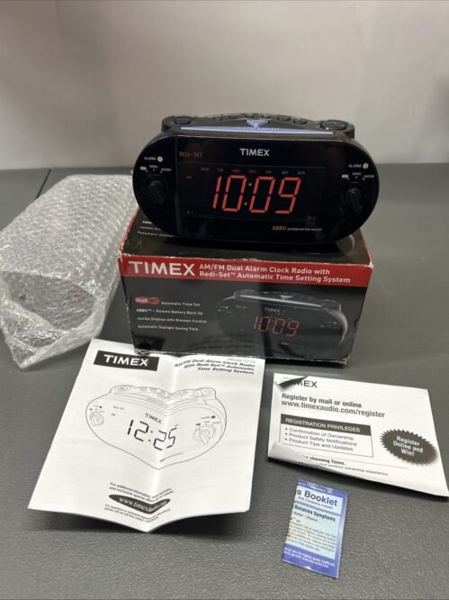 New Timex T715 Dual Alarm Clock Radio AM/FM Large Display Redi-Set XBBU In Box