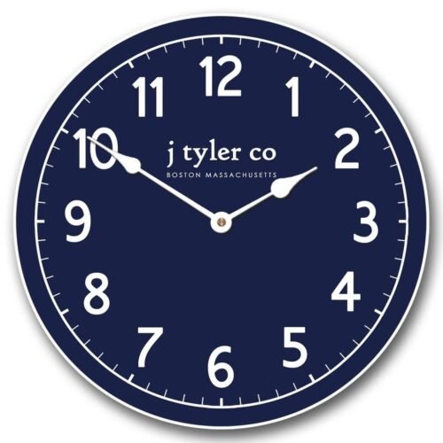 New Traditional Navy Wall Clock, Ultra Quiet, Lifetime warranty, 8 sizes!