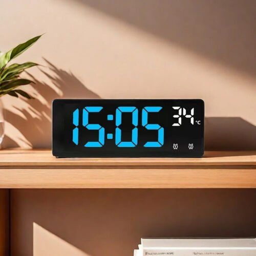 New Voice Control LED Alarm Clock Digital Display Dual Alarm Temperature 12/24H