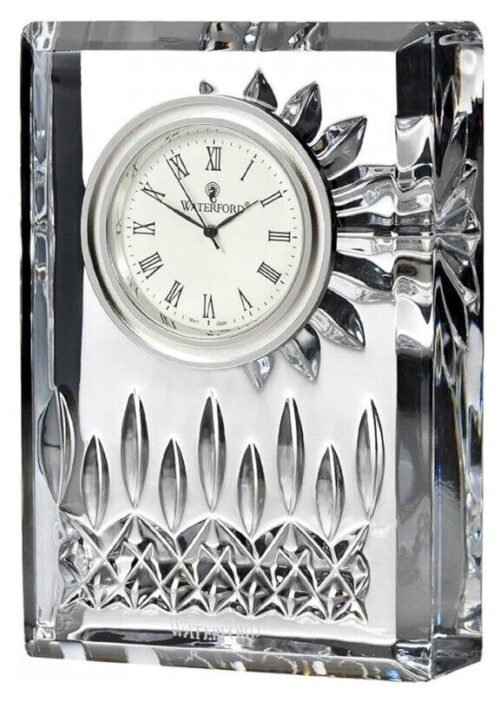 NEW WATERFORD LISMORE CLOCK Prismatic Diamond Cut Lead Crystal 4.25" Boxed $235