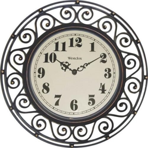 NEW WESTCLOX 32021 12" ROUND WROUGHT IRON QUARTZ WALL CLOCK 3953874