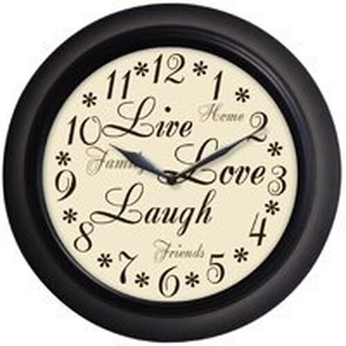 NEW WESTCLOX 32032 LIVE LOVE LAUGH 12" ROUND QUARTZ WALL CLOCK BEZEL COLOR SALE