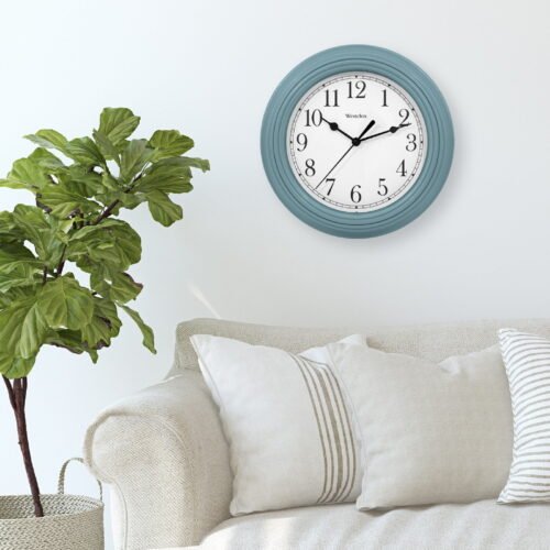 New Westclox 9 inch Sea Fog Blue Round Simplicity Analog QA Wall Clock