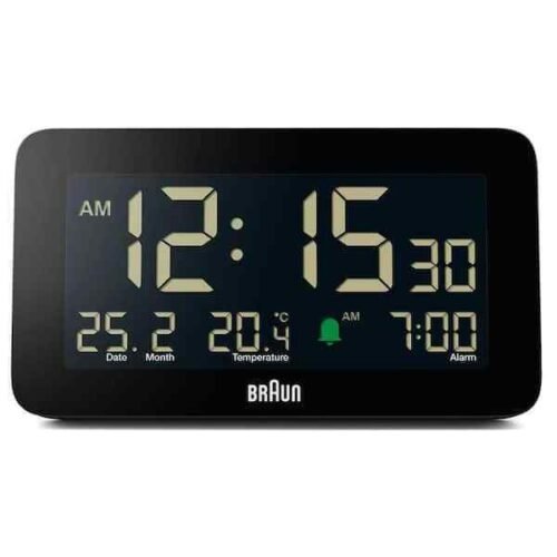 New! Wireless Black Digital Alarm Clock With Calendar LCD Display and Quick Set