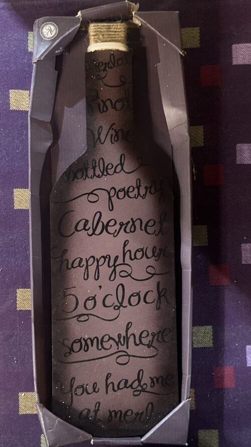 New Wooden Wine Bottle Wall Art Decor Pinot merlot 18” x 5” 5 O Clock Somewhere