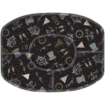 New Year's 13.25 in. x 18.25 in. Black Sectional Platter (5-Pack)