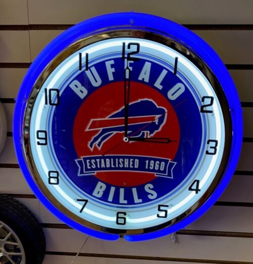 NFL Buffalo Bills Established 1960 Double Ring Large 18" Metal Neon Clock Rare