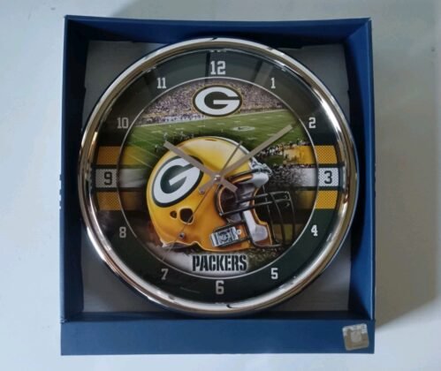 NFL GREEN BAY PACKERS 12" Round Chrome Wall Clock