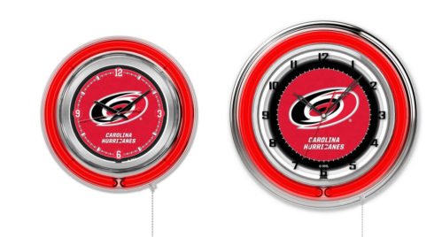 NHL - Carolina Hurricanes Double Neon Ring, Logo Clock Hockey Team Logo