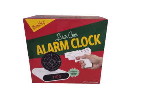 NIB LASER Gun TARGET ALARM CLOCK BY WEMBLEY BLAST AWAY unique gift