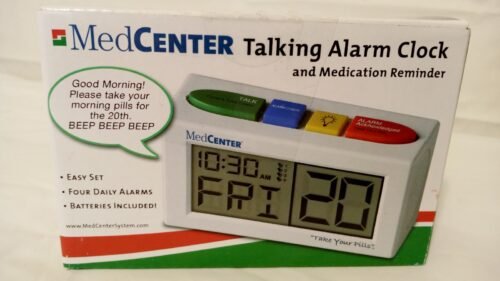 NIB MEDCENTER TALKING ALARM CLOCK PILL MEDICATION REMINDER ALERTS NIP