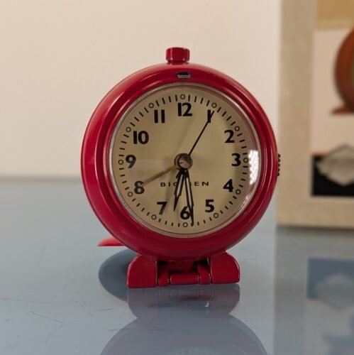 NIB Vintage 1939 Big Ben Travel Alarm Clock Model 47383 Red Enamel Quartz