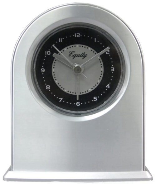 NIB Vtg Equity La Crosse 20901 Alarm Clock Sleek Modern Small Silver Alarm Clock