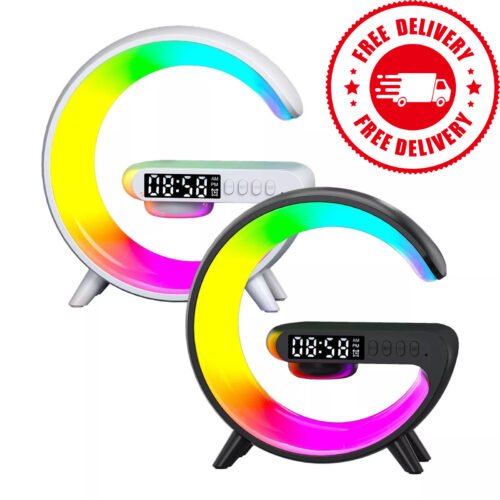 Night Light Bluetooth Speaker LED Wireless Charging Alarm Clock Lamp