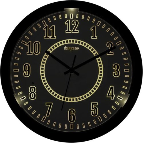 Night Light LED Wall Clock Glow in The Dark 12.8 Inch Silent Lighted up Adjustab