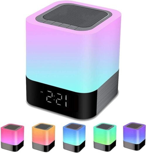 Night Lights Bluetooth Speaker, Alarm Clock Touch Sensor Dimmable