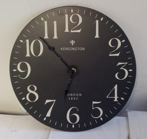 NIKKY Farmhouse Black Wall Clock 12 Inch Wooden Decorative Silent Analog Clock