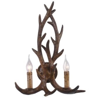 Nimbus Rustic Retro Antler 2-Light Brown Wall Sconce