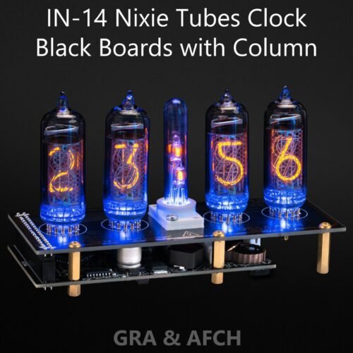 Nixie Tube Clock IN-14 Tubes Column Sockets USB Temp sensor Black Boards 12/24h