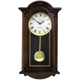 Noah 22 in. Chestnut Wood Chiming Pendulum Wall Clock