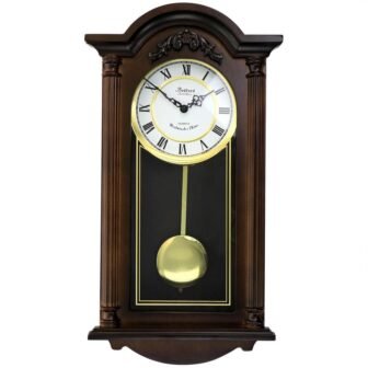 Noah 22 in. Chestnut Wood Chiming Pendulum Wall Clock