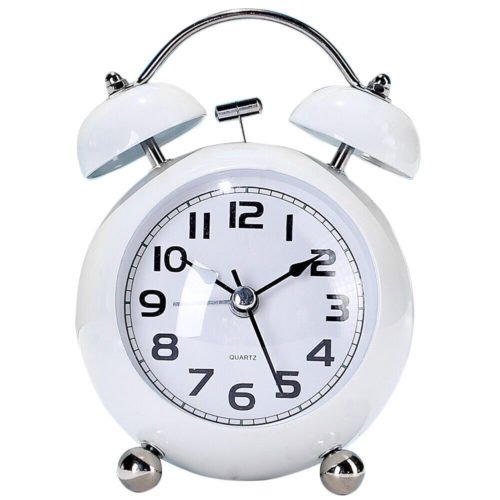 Non-Ticking 4" Twin Bell Alarm Clock Extra Loud for Heavy Sleepers Backlight USA