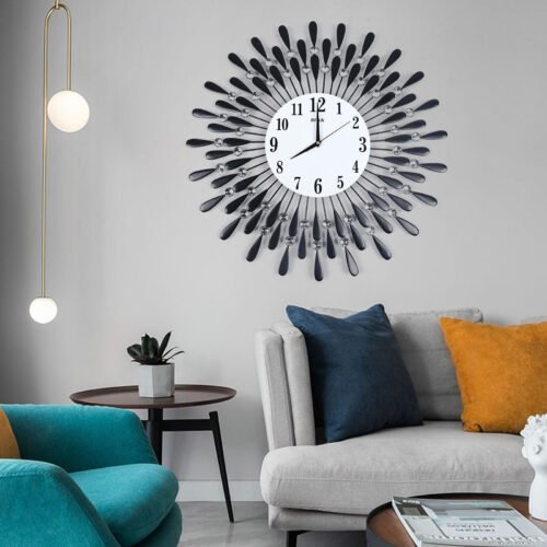 Nordic 3D Luxury Large Art Wall Clock 12 Hour Metal Watch Living Room Home Decor 3