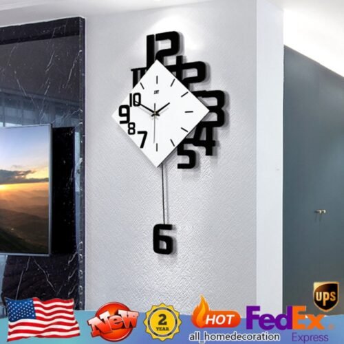 Nordic Wall Clock Swing Watch Modern Design Living Room Home Decor Clocks NEW