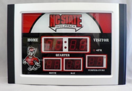 North Carolina State Wolfpack NCAA Scoreboard Clock & Thermometer Desk-patio NEW