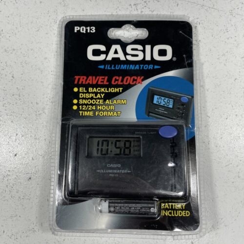 NOS Casio PQ13 Illuminator Travel Alarm Clock - Black