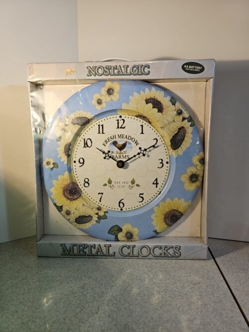Nostalgic Metal Clock Fresh Meadow Farms (SUNFLOWER PATTERN)