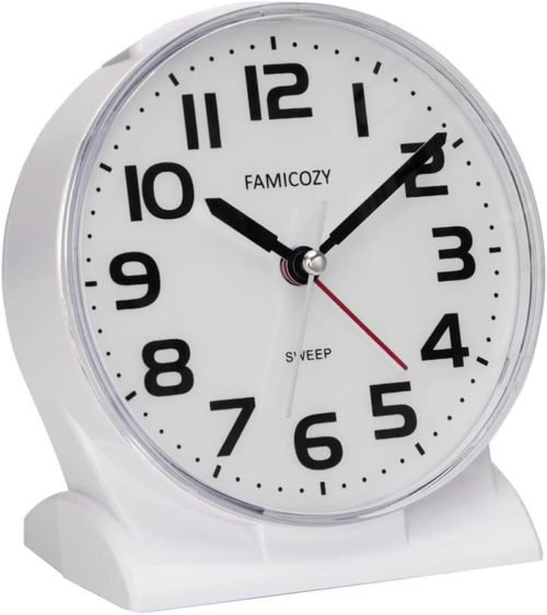 No Ticking Analog Alarm Clock Silent Readable Seniors Gradual Rise Alarm 4.5"