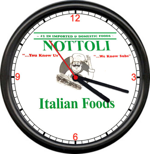 Nottoli Italian Foods Import & Domestic Restaurant Diner Style Wall Clock