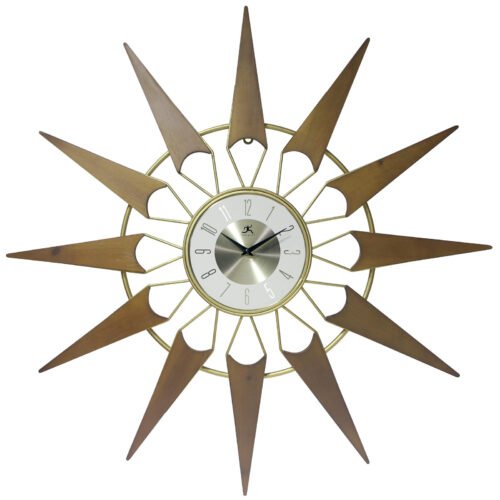 Nova Starburst Mid-century Wall Clock by Infinity Gold & Wood 30.5 x 1.625 x 30.