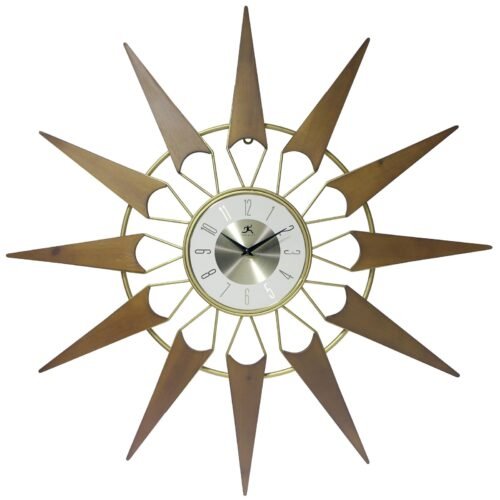 Nova Starburst Mid-century Wall Clock by Infinity Gold & Wood 30.5 x 1.625 x 30.