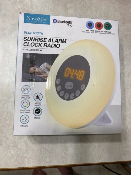 NuvoMed Sunrise Alarm Clock Radio Bluetooth 5.0 Color Changing Nature Sounds New